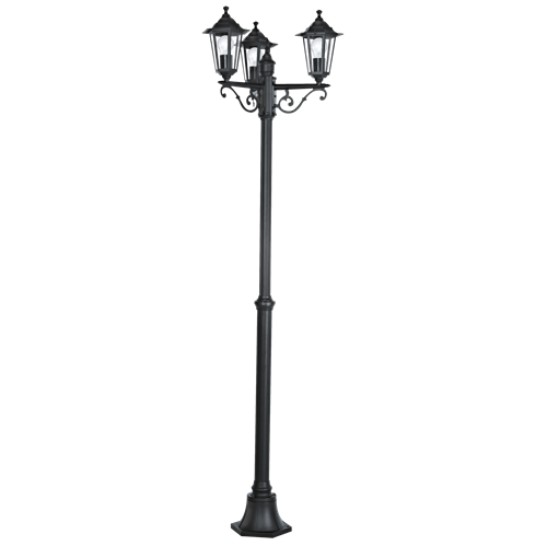 Laterna 4 havelampe i Støbt Aluminium Sort med glasskærm Klar, MAX 3x60W E27, Base 26 cm, diameter 55 cm, højde 192 cm.